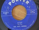 RARE ROCKABILLY 45 rpm RED HOT RUSSELL on Porter lbl STOP / PEDRO JOE VG+ 1958