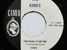 KINKS-YOU REALLY GOT ME /GOTTA LOVE/MILK COW BLUES ON CAMEO WHITE LABEL PROMO 45