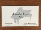 Jazz Pianist Hampton Hawes calling card from the 1960s