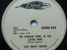 THE TEDDY BEARS To Know Him is To Love Him CANADA 1958 DORE 78 PHIL SPECTOR