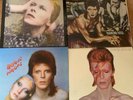 Four David Bowie Vinyl Records - Diamond Dogs - Hunky Dory - Aladdin Sane - Pin