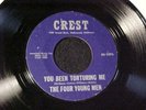 RARE TEEN 45 The FOUR YOUNG MEN Original on CREST Eddie Cochran Guitar HEAR