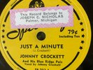 Specialty 702 Johnny Crockett JUST A MINUTE   78rpm country  E-/E  post-war