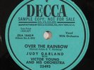 JUDY GARLAND Over The Rainbow DECCA PROMO 78 RPM please mr gable V++ HEAR