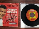 ORIGINAL CHUBBY CHECKER SIGNED THE TWIST PARKWAY 45 RPM VINYL & PICTURE SLEEVE