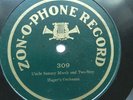 Hager's Orchestra 78rpm Single 10inch Zon-O-Phone Records #309 Uncle Sammy March