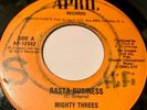 MIGHTY THREES Rasta Business/Sata. Rare Roots Reggae 45 APRIL US 1978