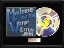 ELTON JOHN MADMAN ACROSS THE WATER RARE WHITE GOLD PLATINUM RECORD VINYL LP
