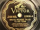 78 rpm Knute Rockne Talks To His Team / Notre Dame Victory March Victor 22808