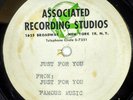 Just For You 78 RPM Transcription Associated Recording Studios Acetate Audiodisc