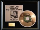 JOHN LENNON INSTANT KARMA 45 RPM GOLD METALIZED RECORD RARE FRAMED NON RIAA