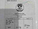 The RUTS Invoice On Virgin Records Re Guest List 1979