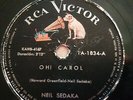 NEIL SEDAKA Victor 1A-1834 ARGENTINA ONLY 78rpm OH  CAROL / PASAJE DE IDA