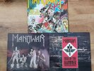 Manowar vinyl Albums. hail to england, into glory ride, sign of the hammer.