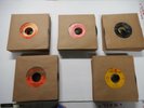 Group Of 100 Vintage 45 RPM Records With Brown Sleeves As Shown.Sold As Is.