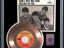 THE BEATLES CAN'T BUY ME LOVE 45 RPM GOLD METALIZED RECORD RARE FRAMED NON RIAA
