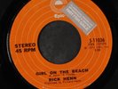 RICK HENN: Girl On The Beach / I Live For The Sun 45 (promo tol) Rock & Pop