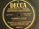 The Quintet Of The Hot Club Of France 78 Lambeth Walk / Why Shouldn’t I DECCA