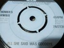 Homer's Knods ?– All She Said Was Goodbye Rare Irish pressing