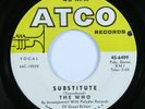 Rock 45 THE WHO Substitute ATCO VG+ HEAR