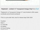 Reef Replenish 25th Anniversary Ltd Edition Numbered 500 Only Orange Vinyl Oasis