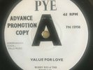 BOBBY RIO & THE REVELLES 1965 SINGLE - VALUE FOR LOVE - PYE PROMO COPY 7N15958