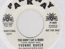Northern soul YVONNE BAKER You didn't say a word Parkway P140 classic oldie