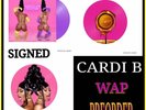 WAP CARDI B PURPLE COLOURED VINYL AND 2 PICTURE DISC SIGNED PREORDER NEW .
