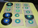 Rare  (15) Vintage Seeburg Background Music Library (2 Blue (13 Green, 45 RPM.
