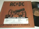 AC/DC FOR THOSE ABOUT TO ROCK LP NM US ATLANTIC PROMO VINYL TRACK STICKER