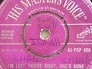 Elvis Presley,I'm Left, You 're Right,G+,HMVSilver,1957, Rock n Roll,Rockabilly 
