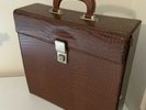 Vtg 1970s Record Storage Box For LP’s Brown Crocodile Effect Textured Box Retro
