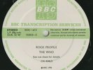 THE WHO CULTURE CLUB ROCK PROFILE BBC TRANSCRIPTION