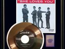 THE BEATLES SHE LOVES YOU SWAN V.J. 45 RPM GOLD METALIZED RECORD RARE NON RIAA