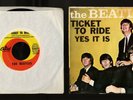 THE BEATLES 45 & PS Ticket To Ride / Yes It Is 1965 Capitol 5407
