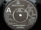 Paul McCartney - Temporary Secretary - UK 1980 1-Sided *DEMO* 45 - Beatles