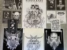Original Hand Drawn Mark Riddick Pen Ink Art + Print Set Massacre Death Metal