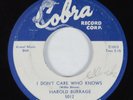 R&B Rocker 45 HAROLD BURRAGE I Don't Care Who Knows COBRA HEAR