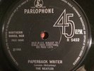 The BEATLES UK SOLID Paperback Writer SOLID CENTRE EX++ UK Parlophone R 5452