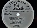40s NM Promo BILL MONROE & BLUE GRASS BOYS 78 My Rose of Old Kentucky BLUEGRASS