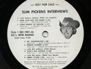 Rare Slim Pickens EP & Foldover Sleeve - Slim Pickens Interviews - Promo