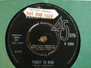 THE BEATLES - TICKET TO RIDE  rare UK 1965 PROMO SAMPLE  / 1ST  / VG