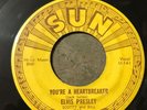 Elvis 45 SUN 215 Milkcow Blues Boogie You’re a Heartbreaker Pushmarks VG Rare