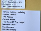 BBC Transcription Disc - Country Meets Folk 5/6 inc Christy Moore, Hamish Imlach