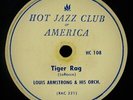 LOUIS ARMSTRONG Tiger Rag & You Rascal You Jazz R&B 78-HOT JAZZ CLUB OF AMERICA