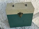 VINTAGE Metal 45 rpm Vinyl Record Holder Case Box Carrier & Index Cards