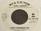 CAROL LAWRENCE: No More Waiting / I Don't Remember You 45 (dj) Vocal VG++