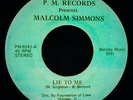 MALCOLM SIMMONS Lie To Me  Rare Chicago Black Gospel 45 P.M. RECORDS #8241
