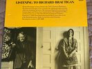 LISTENING TO RICHARD BRAUTIGAN - RARE 1970 Original Harvest Vinyl LP VG+
