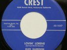 GLEN GARRISON Lovin’ Lorene/You’re My Darlin’ CREST 45 original 1958 rockabilly